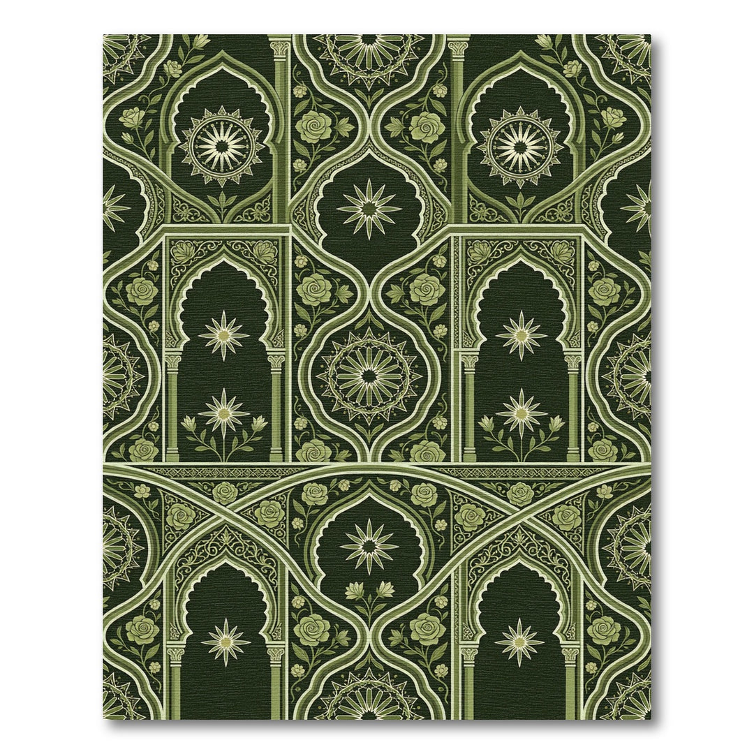 Ornate Archway Emerald Floral Rug