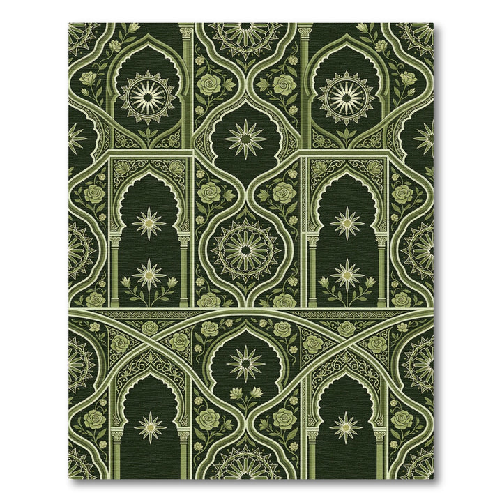 Ornate Archway Emerald Floral Rug