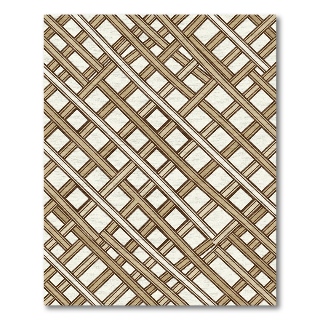 Warm Brown Diagonal Lattice Rug