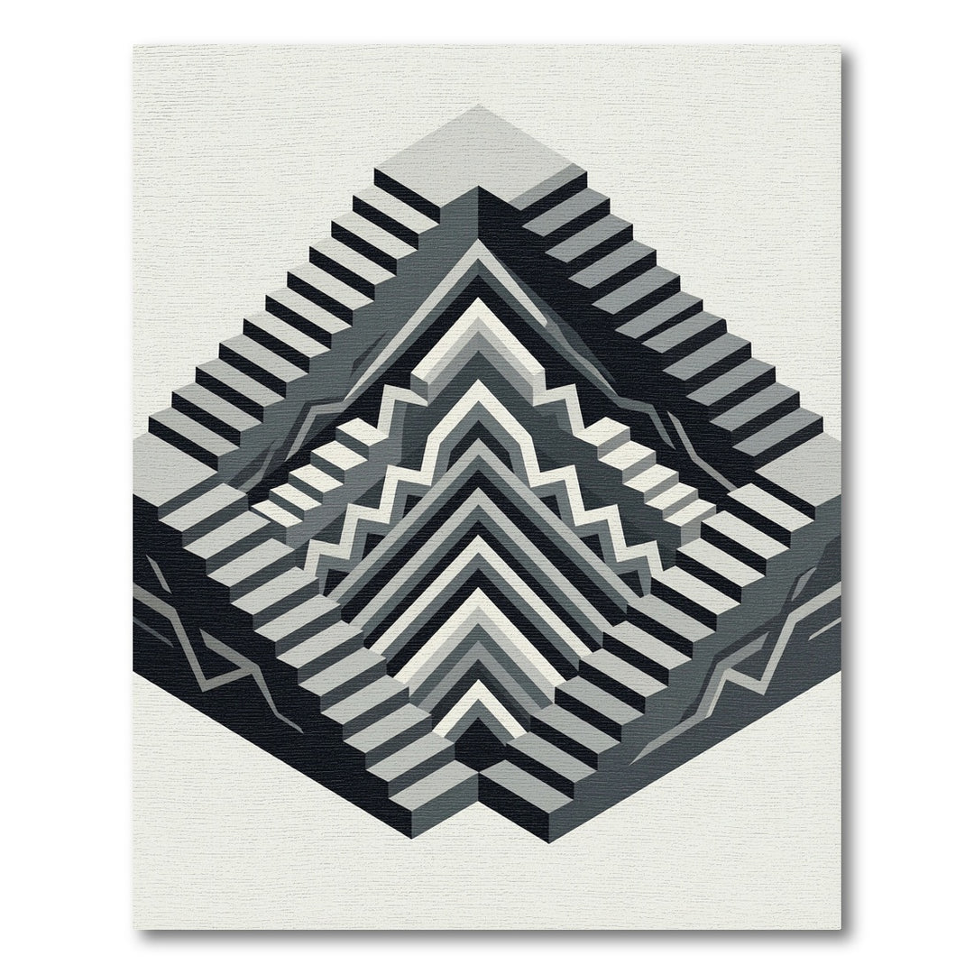 Monochromatic Optical Illusion Staircase Rug