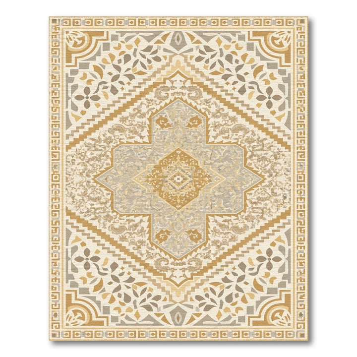 Beige and Neutral Beige Gold Traditional Persian Area Rug