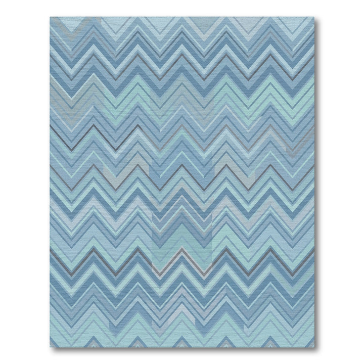 Abstract Blue Zigzag Geometric Rug