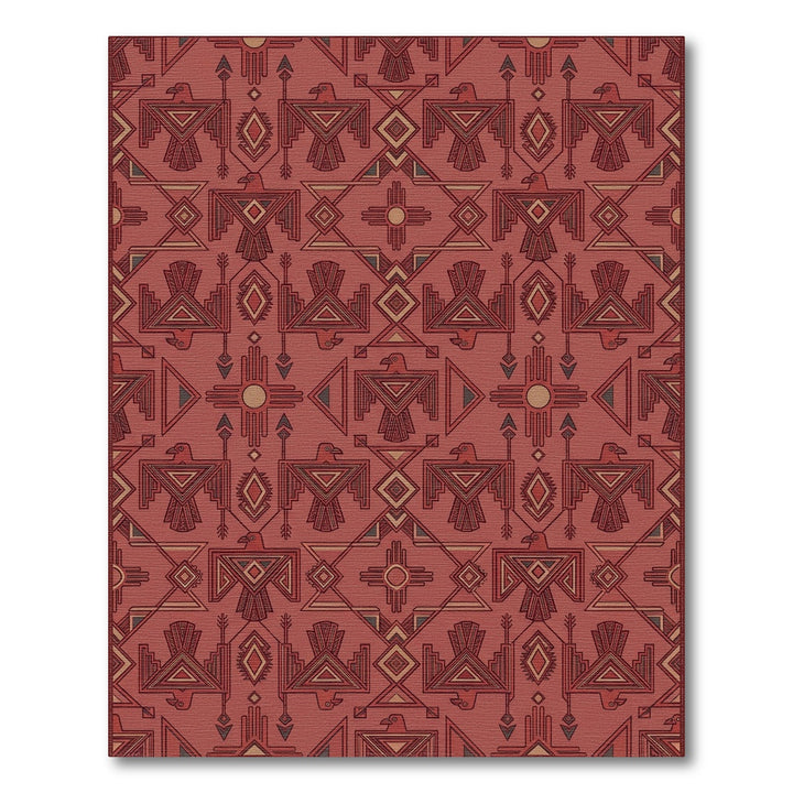 Crimson Tribal Thunderbird Geometric Rug