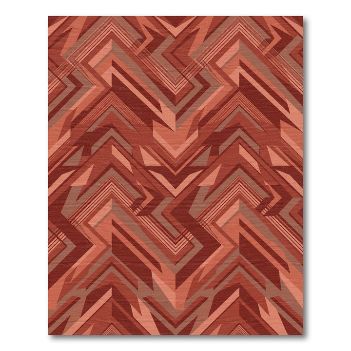 Modern Rust Chevron Zigzag Rug
