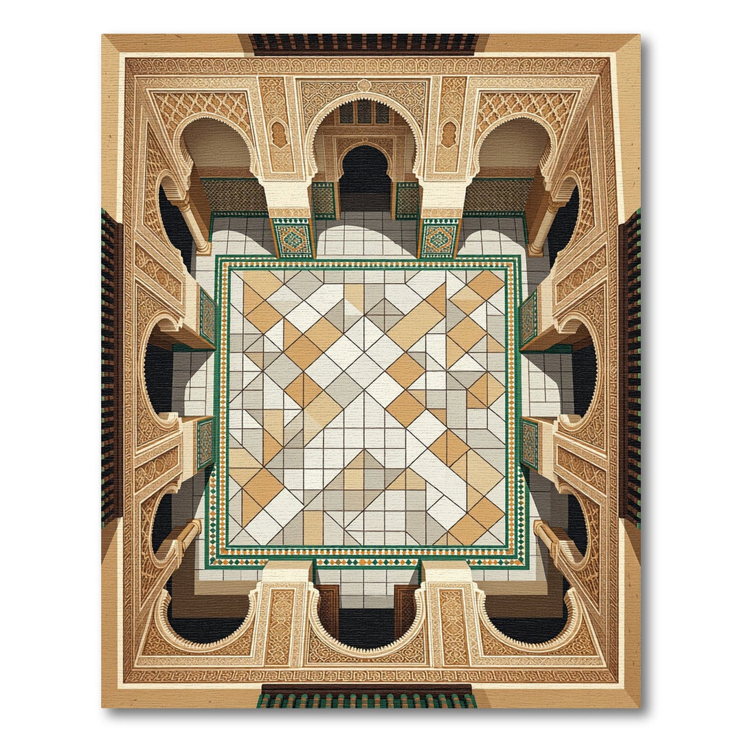 Intricate Geometric Court Courtyard Rug
