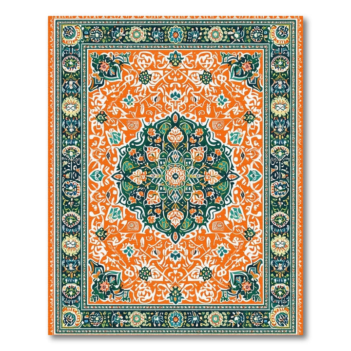 Orange Vibrant Orange Floral Medallion Area Rug