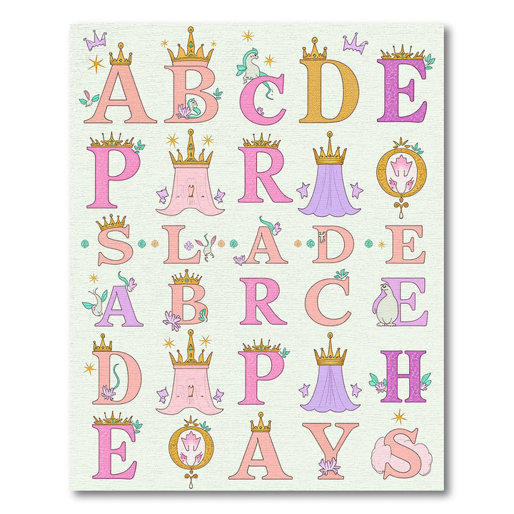 Whimsical Crowned Alphabet Princess Dreamscape Rug