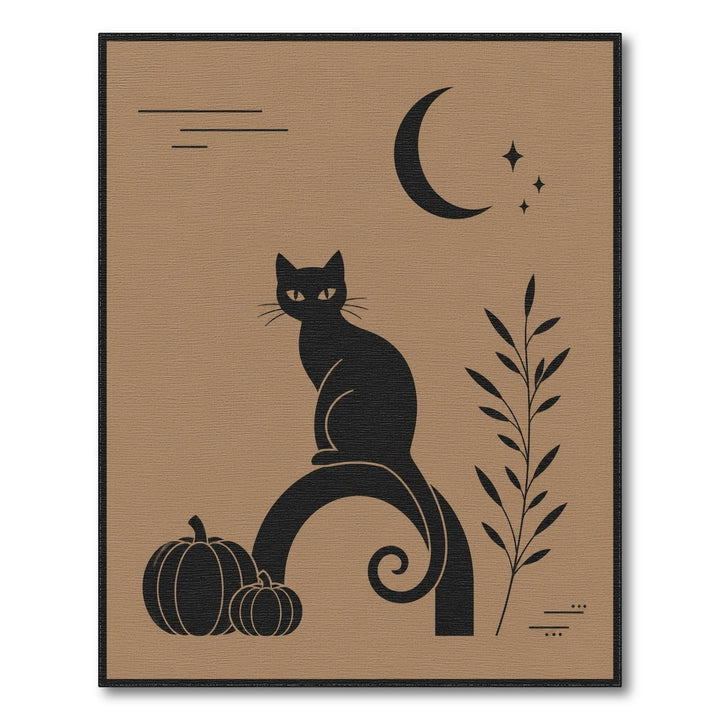 Brown and Tan Black Cat Pumpkin Moon Area Rug