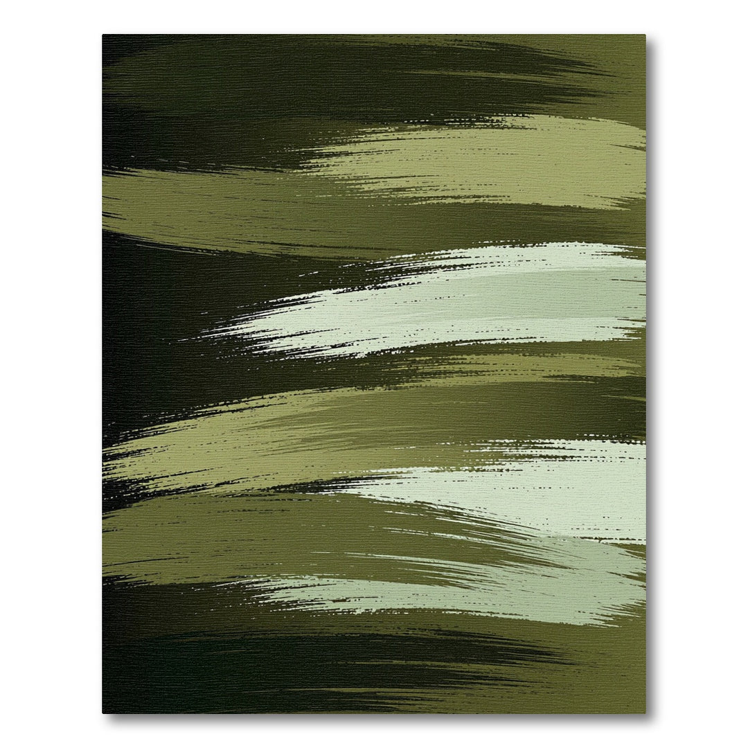 Abstract Olive Brushstroke Rug