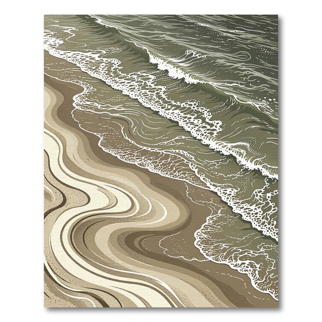 Coastal Seafoam Waves Sandstripes Rug