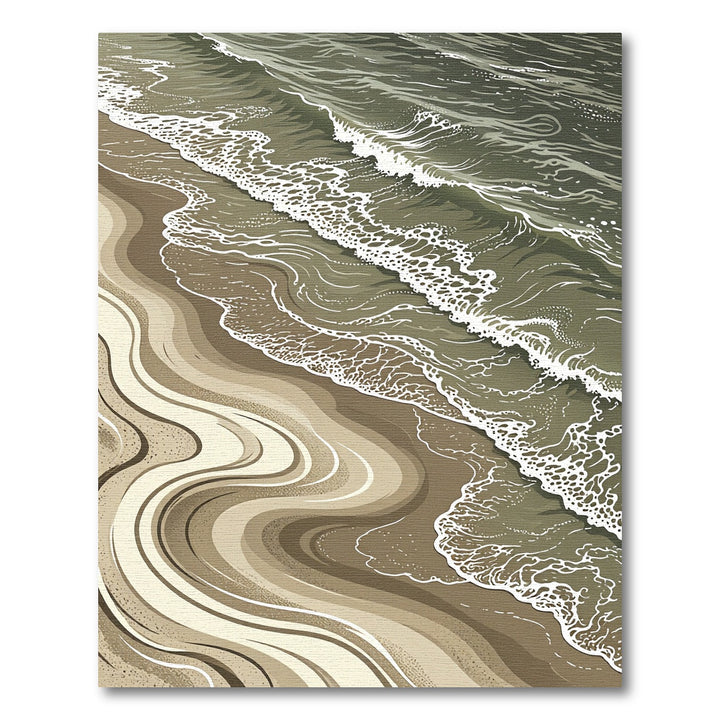 Coastal Seafoam Waves Sandstripes Rug