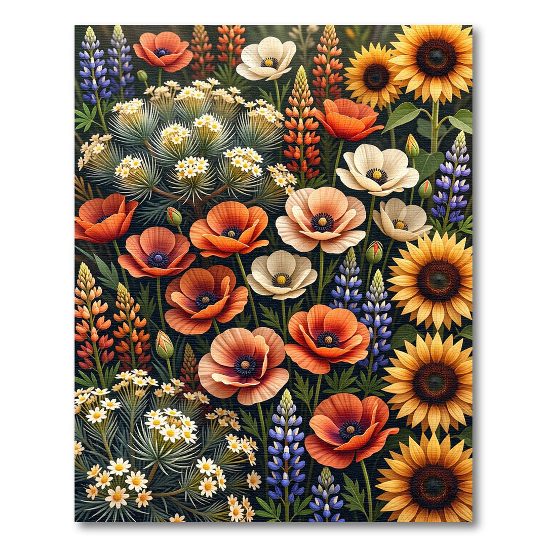 Vibrant Poppy Sunflower Garden Rug