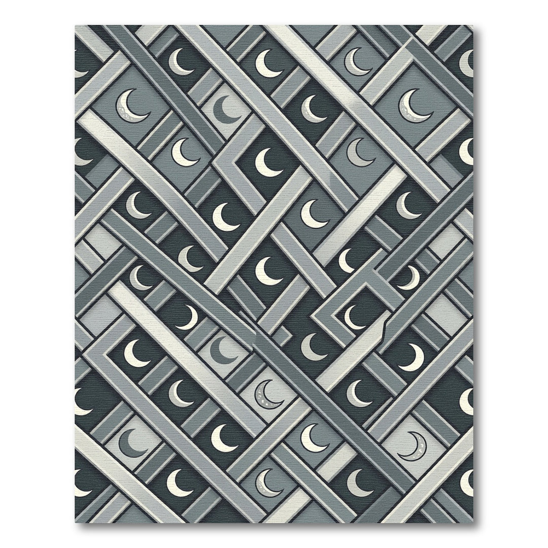 Gray Interlocking Crescent Moon Rug