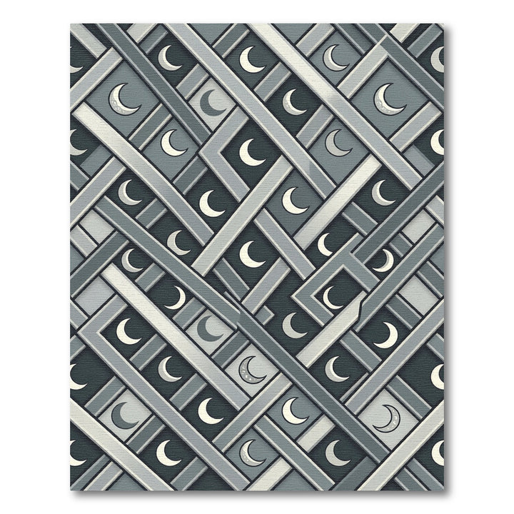 Gray Interlocking Crescent Moon Rug