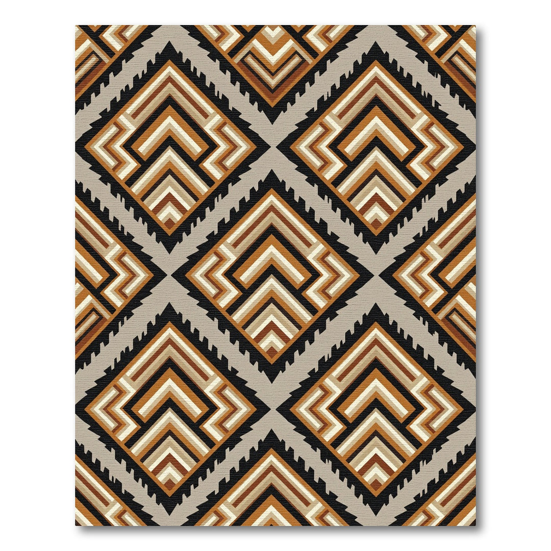 Tribal Geometric Diamond Brown Rug