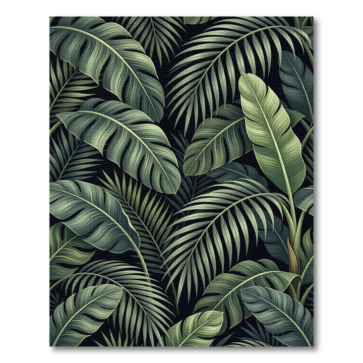 Deep Green Tropical Foliage Abstraction Rug