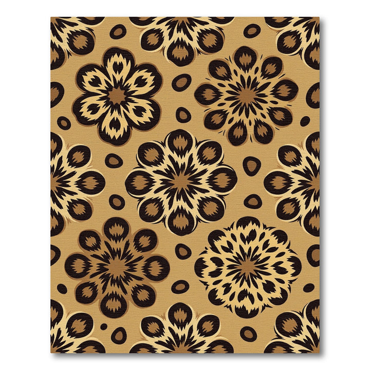 Golden Brown Floral Leo Bloom Rug