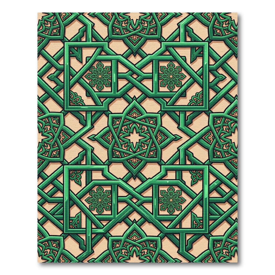 Emerald Green Interlocking Geometric Rug