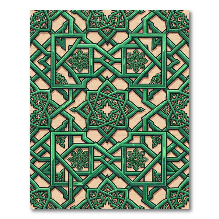 Emerald Green Interlocking Geometric Rug