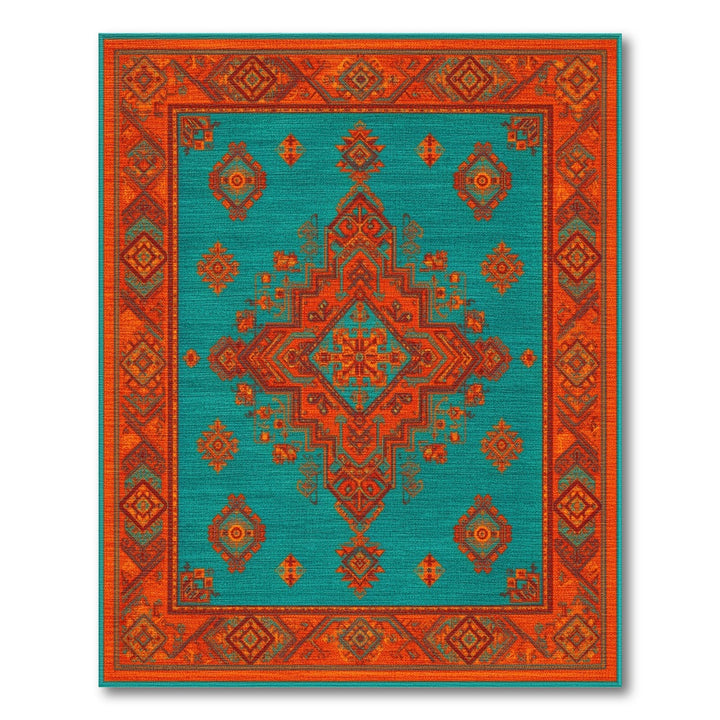 Bold Teal Southwestern Area Rug