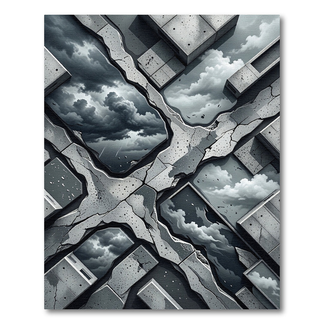 Concrete Sky cracked abstract Rug