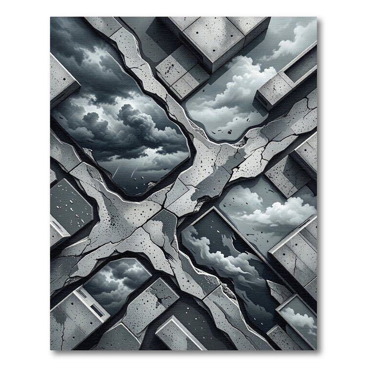Concrete Sky cracked abstract Rug