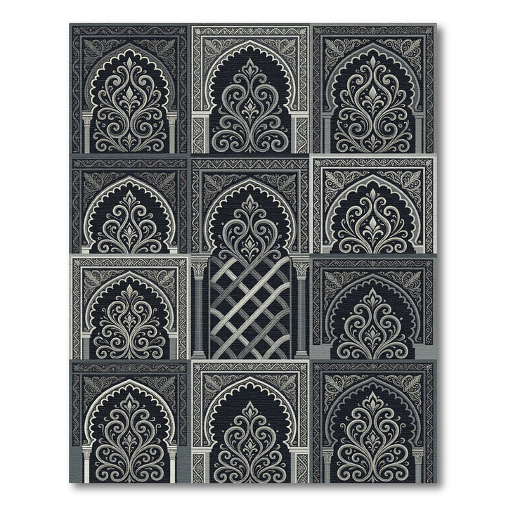 Arabesque Black Silver Archway Rug