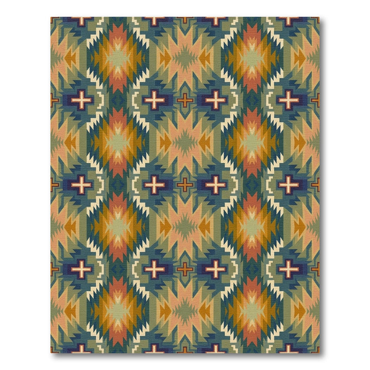 Southwestern Geometric Sunburst Cross Rug