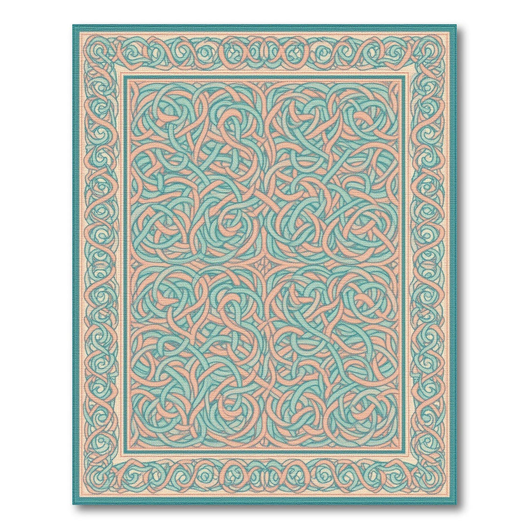 Teal Coral Interlocking Knot Area Rug