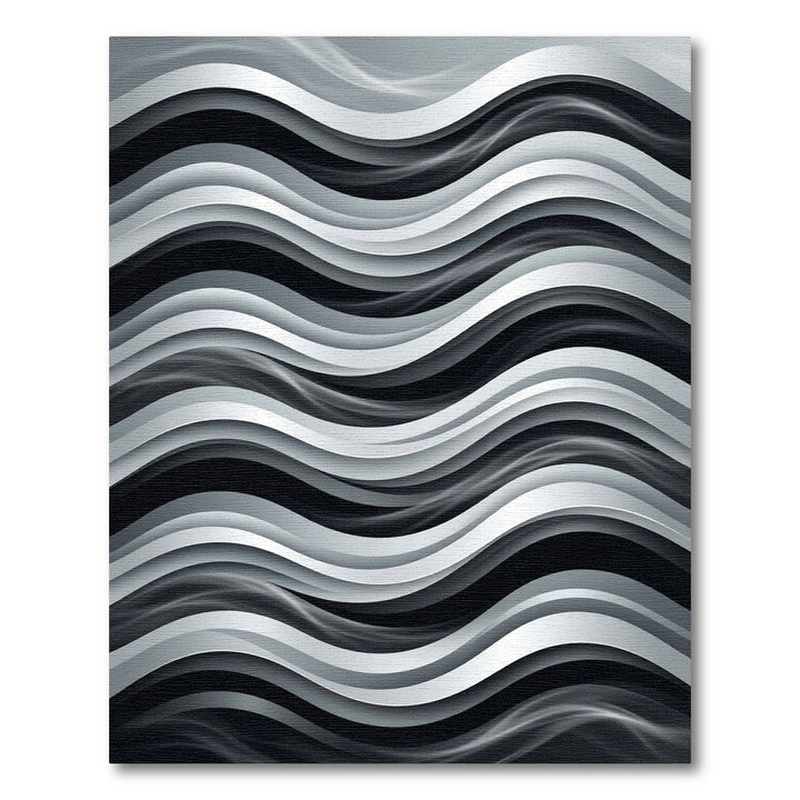 Modern Black White Wave Composition Rug