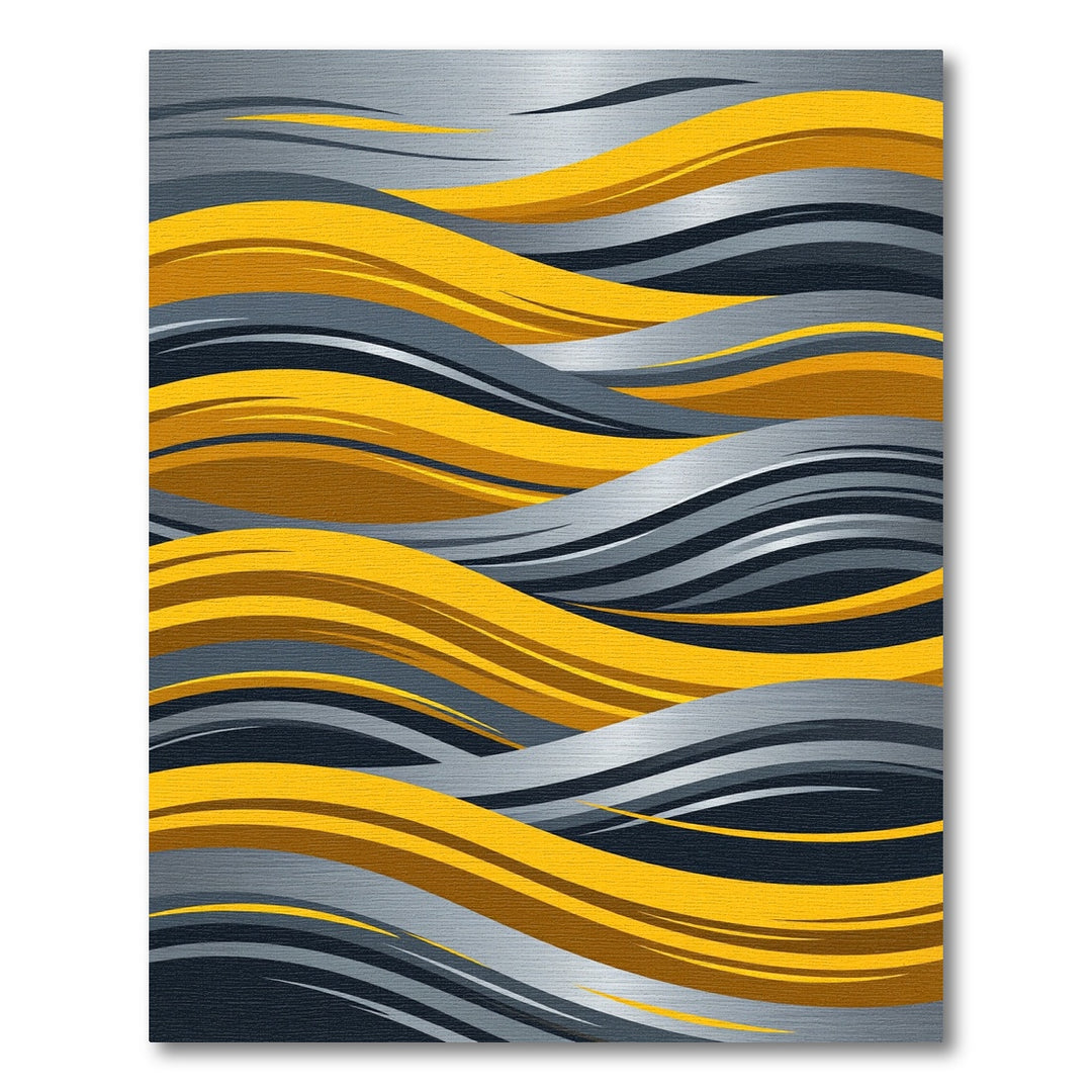 Modern Yellow Gray Wave Flow Rug
