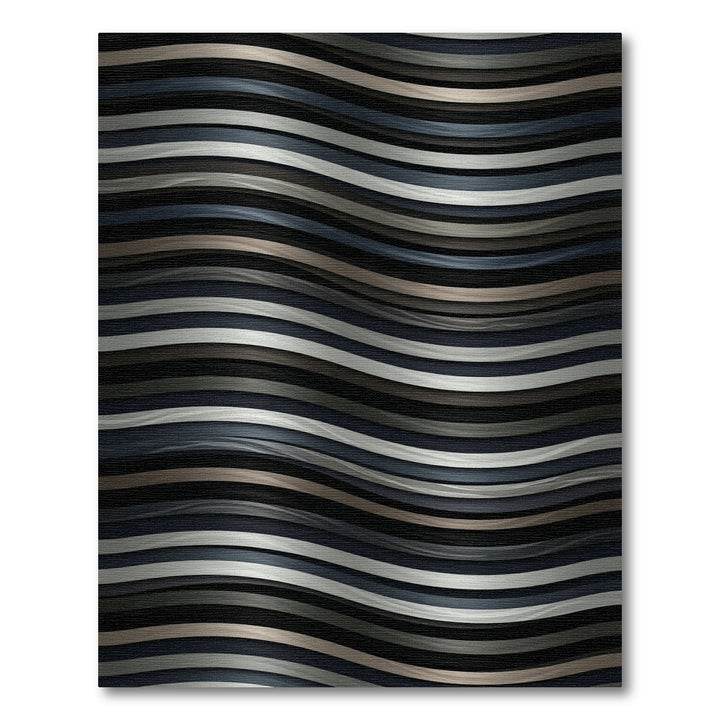 Wavy Silver Taupe Black Stripes Rug
