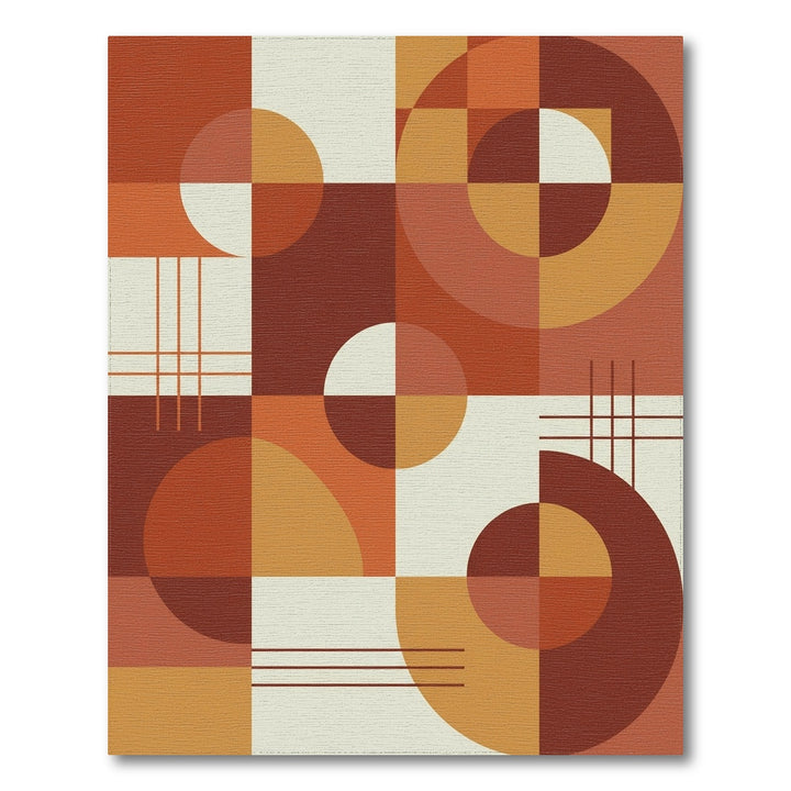 Warm Earthy Geometric Circles Squares Rug