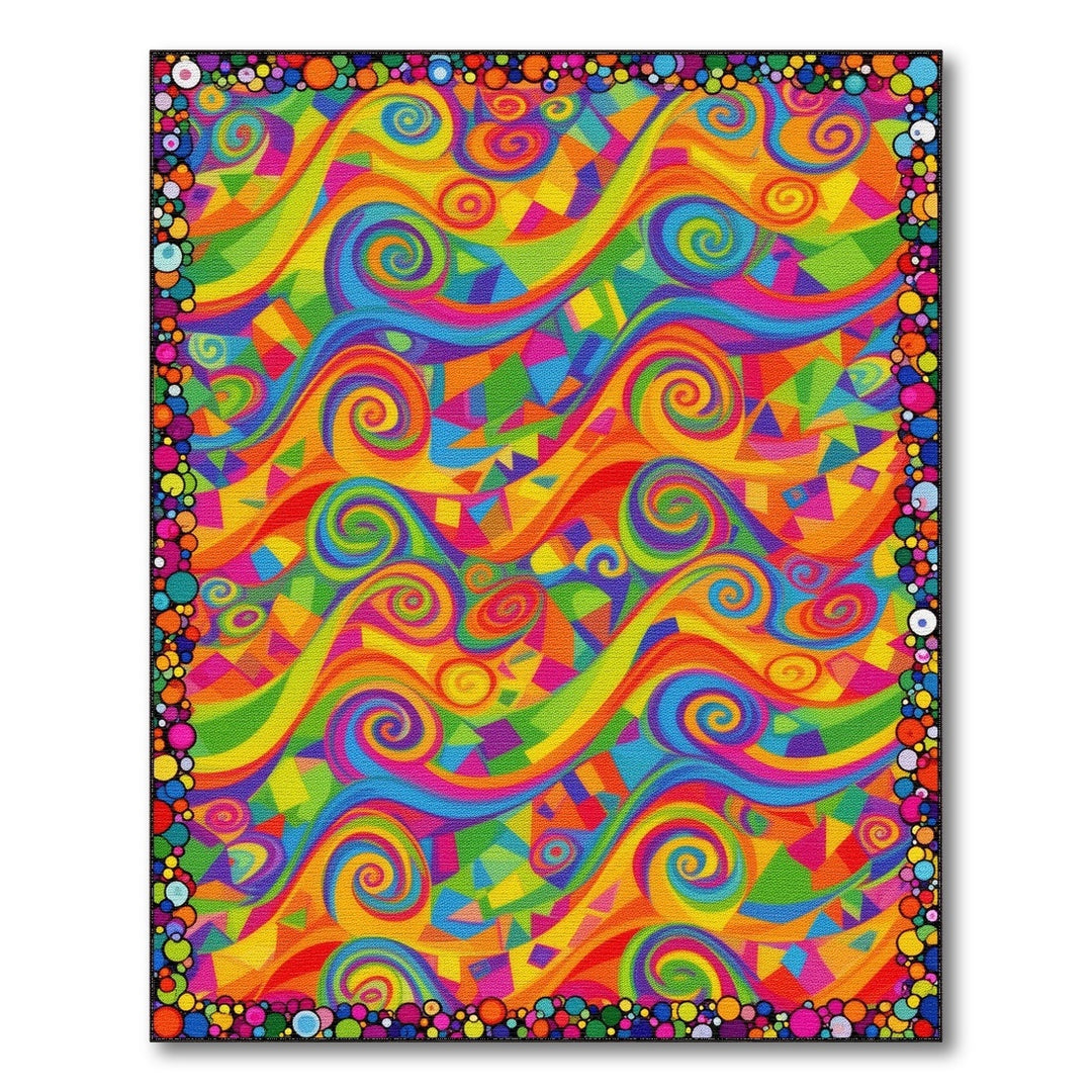 Abstract Area Multi-color and Patterns Vibrant Rainbow Swirl Abstract Area Rug