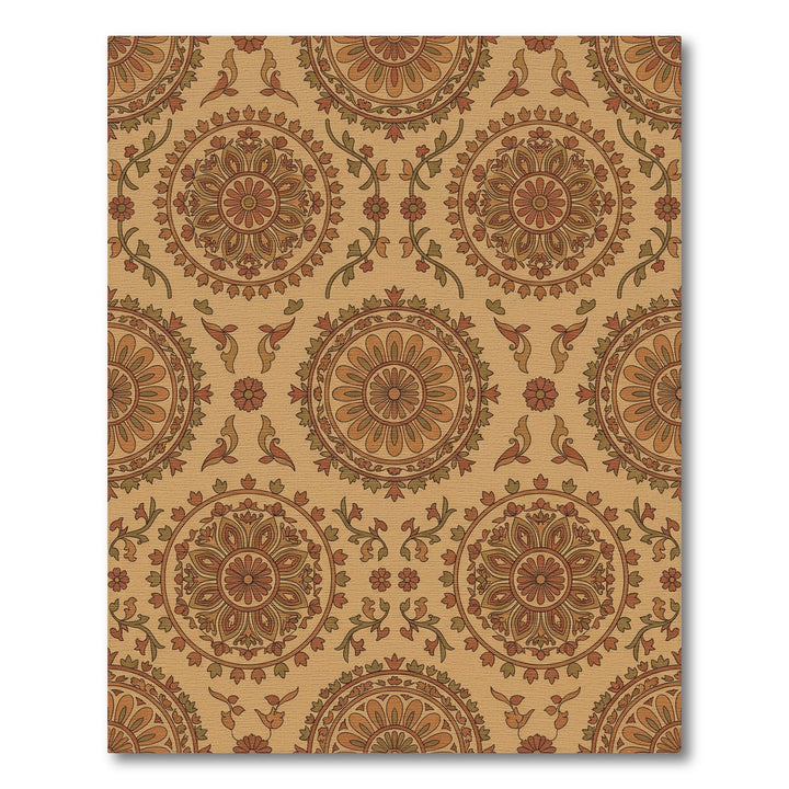 Earthy Terracotta Floral Medallion Rug