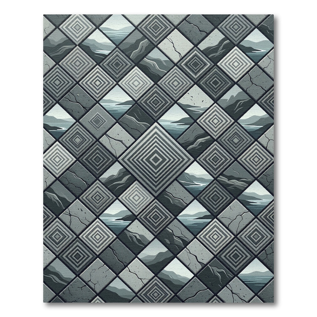 Geometric Stone Landscape Diamond Rug