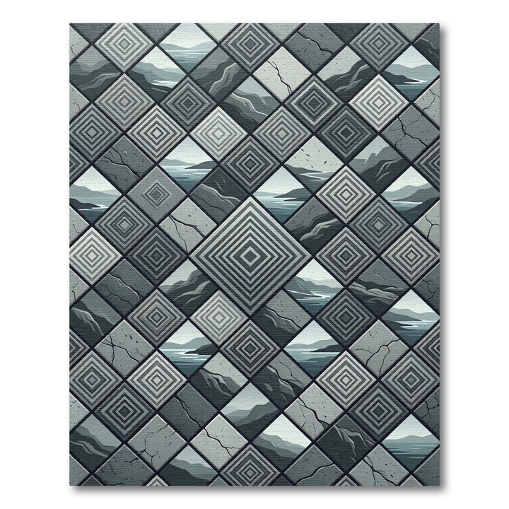Geometric Stone Landscape Diamond Rug
