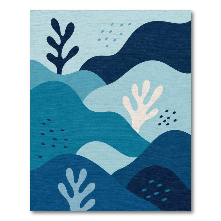 Blue Teal Abstract Wave Area Rug