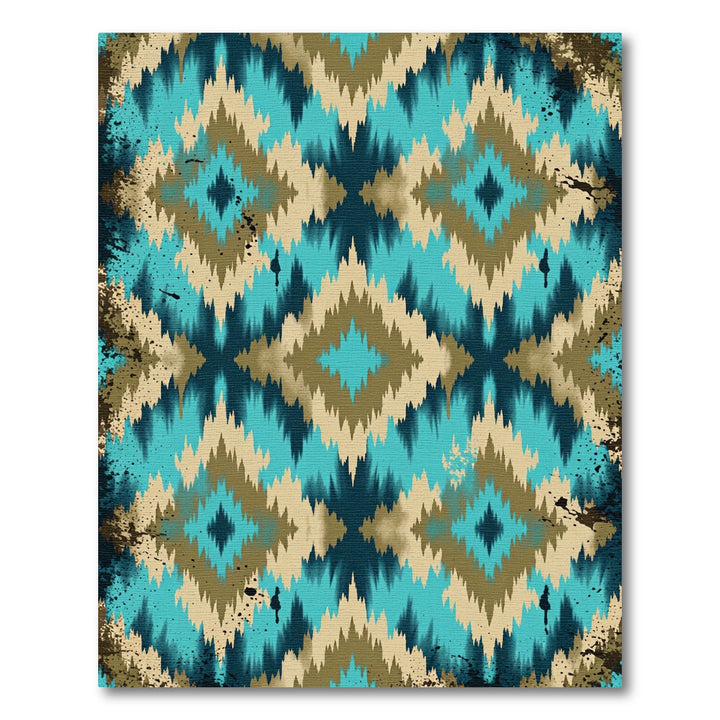Coastal Turquoise Tan Diamond Splash Rug