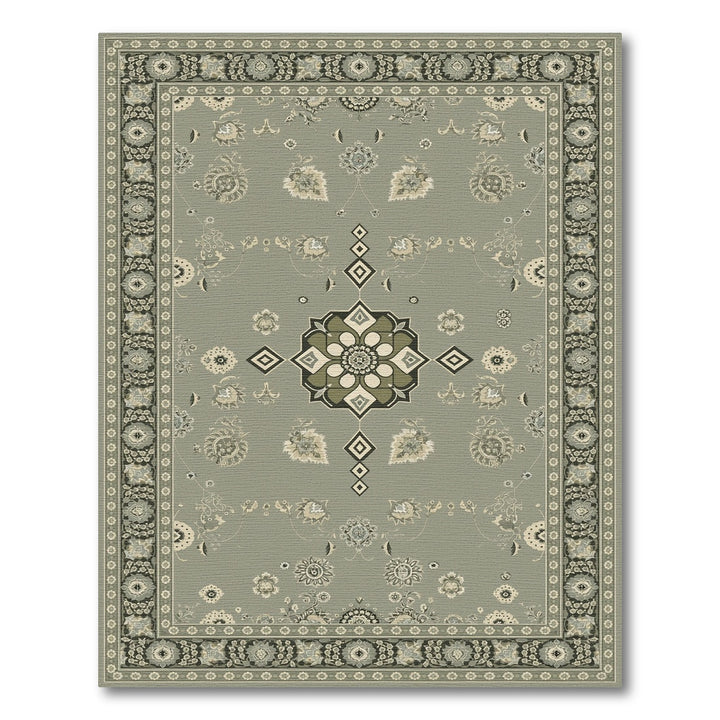 Sage Green Floral Medallion Area Rug
