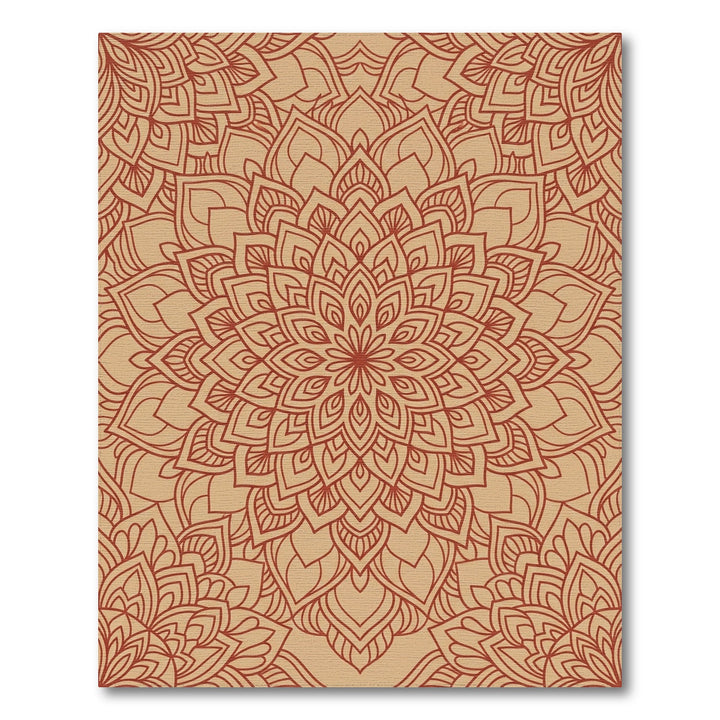 Terracotta Floral Mandala Outline Rug
