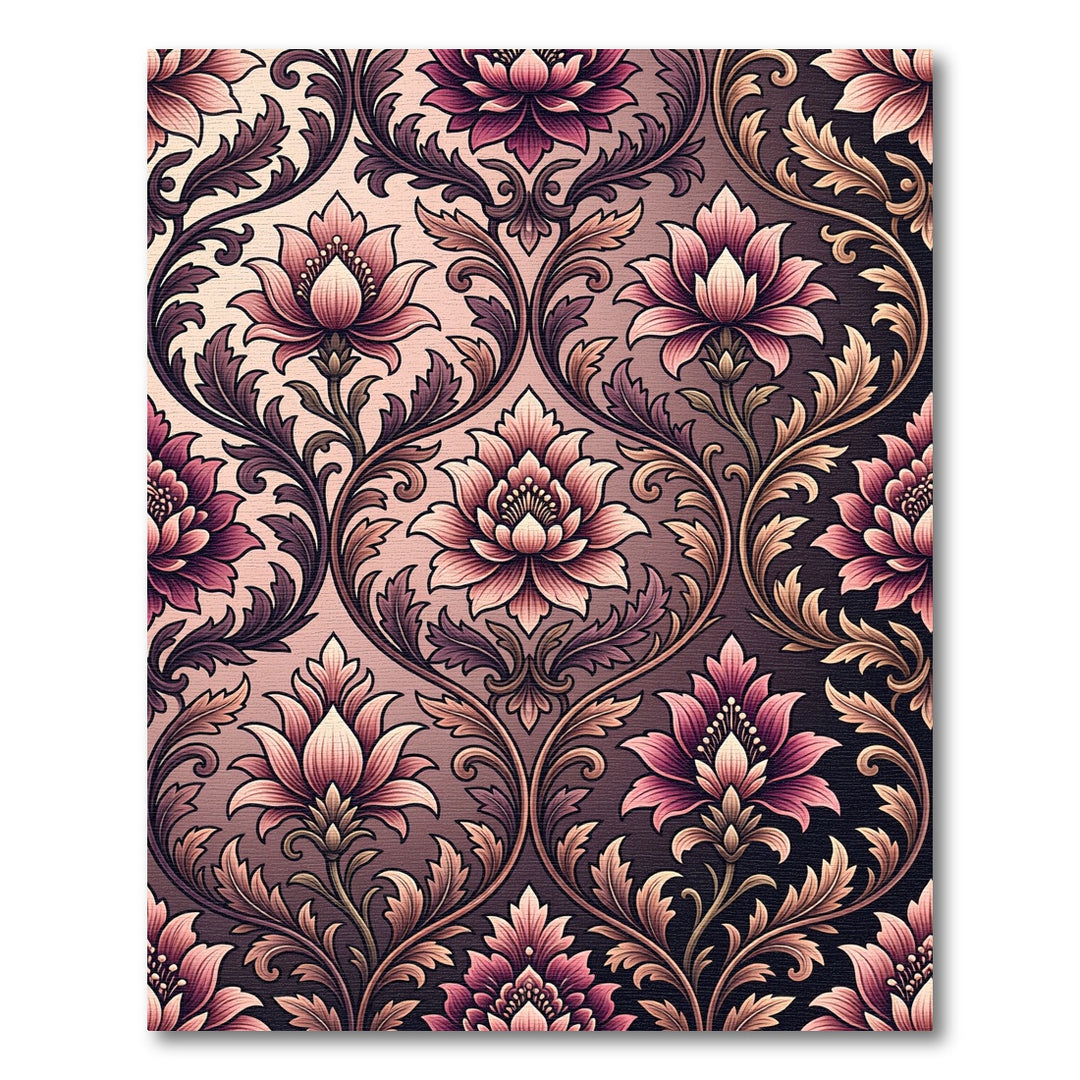 Orchid Pink Floral Damask Rug