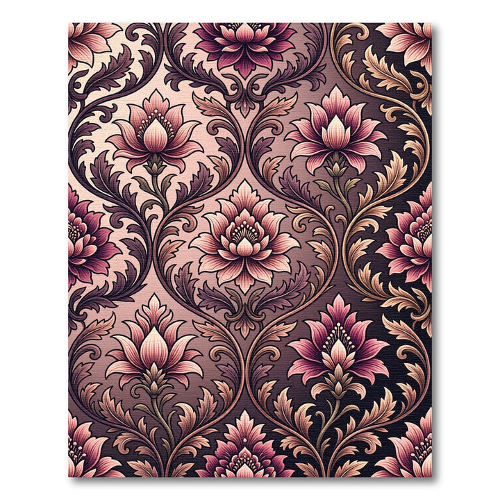 Orchid Pink Floral Damask Rug