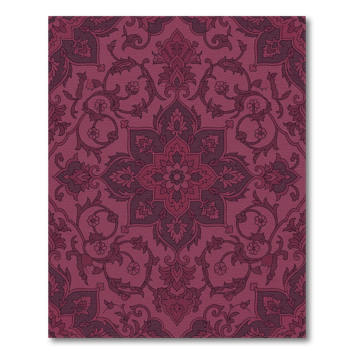 Deep Plum Floral Medallion Brocade Rug