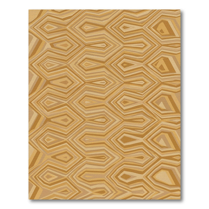 Golden Earthy Toned Geometric Overlay Rug