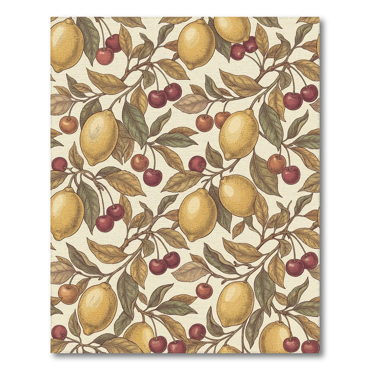 Vintage Yellow Lemon Cherry Branches Rug