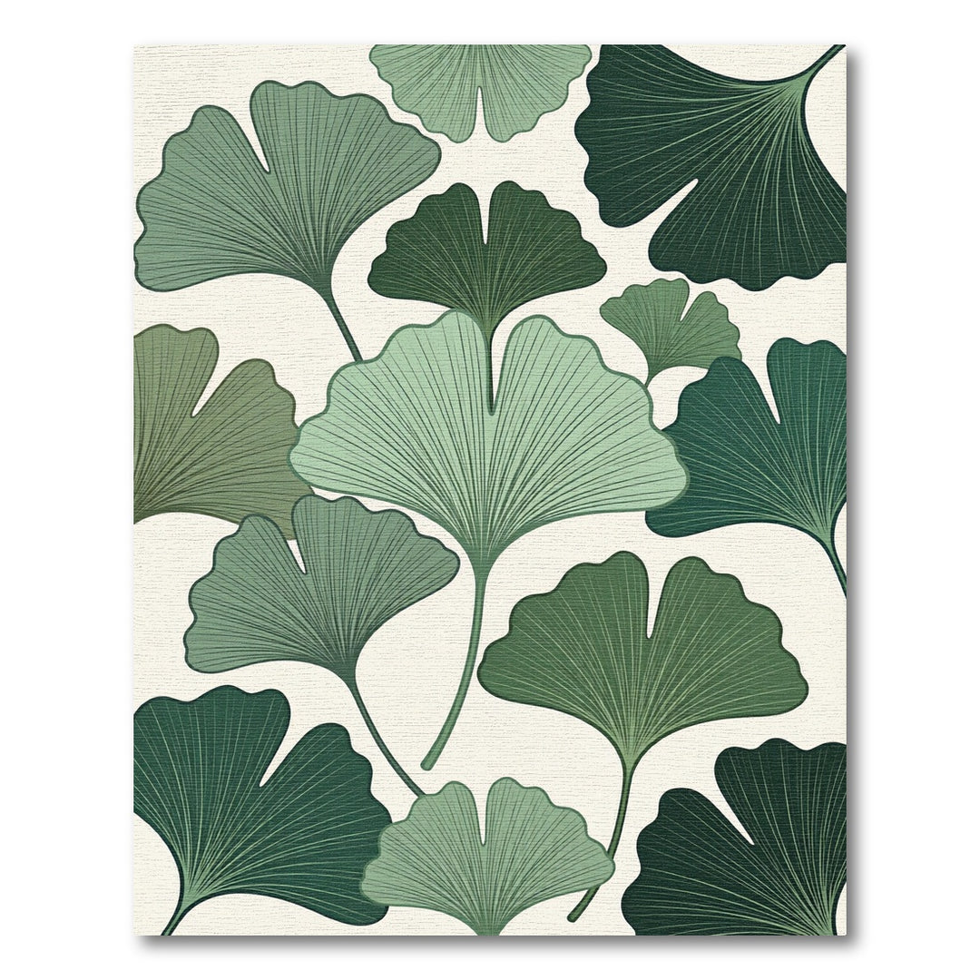 Earthy Green Ginkgo Fan Spread Rug