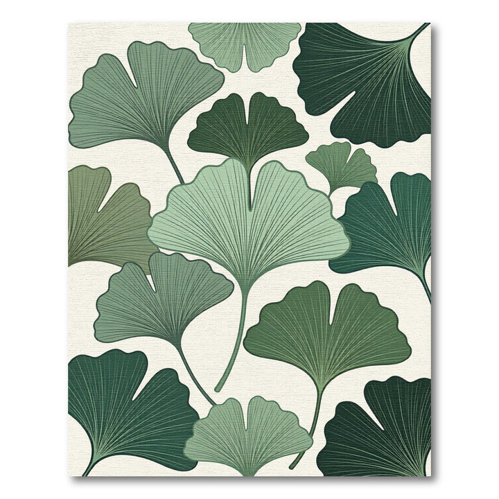 Earthy Green Ginkgo Fan Spread Rug