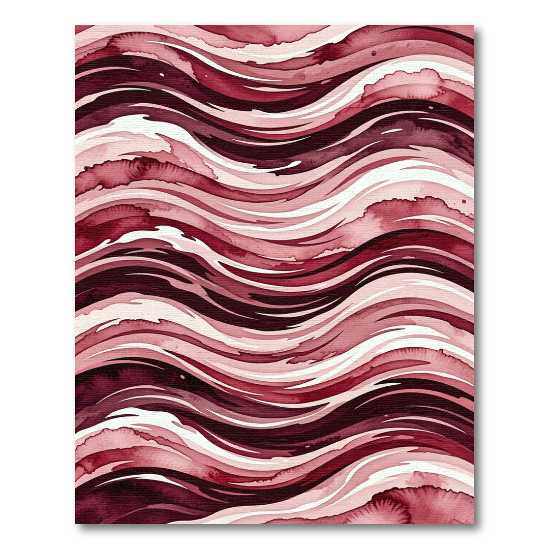 Crimson Watercolor Wavy Strokes Rug