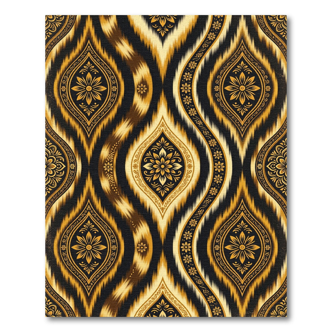 Luxury Golden Paisley Ikat Rug